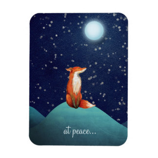 Imán en paz ~ Encantador Fox Sitting Under a Luna