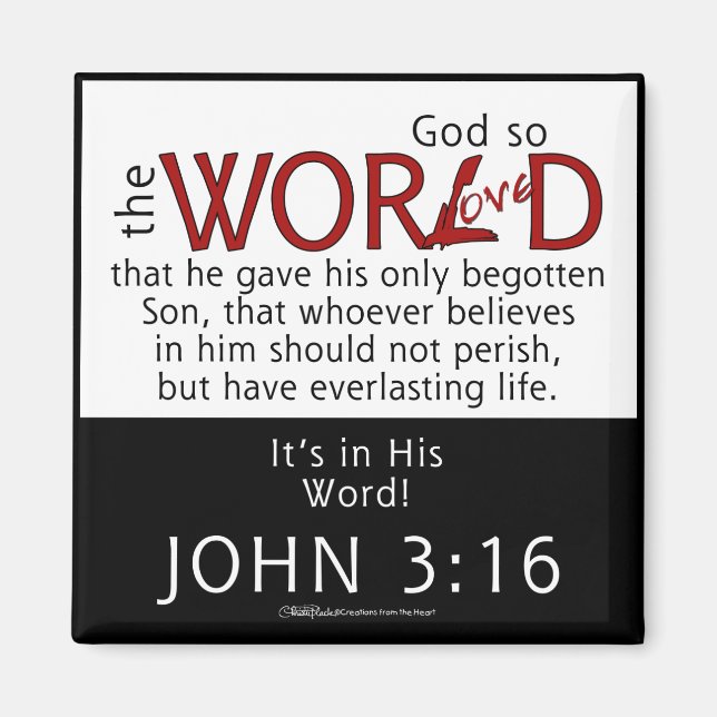 Imán En su escritura de Word-John 3:16 (Frente)