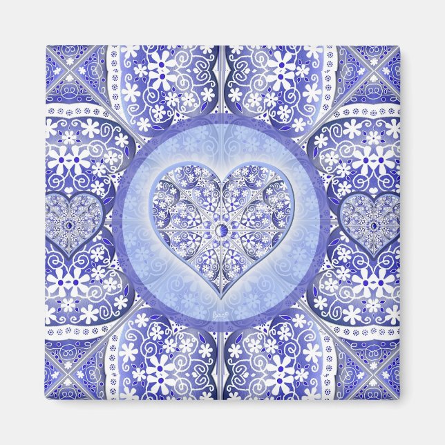 Imán encaje cerámico Azul de Grecia (Frente)