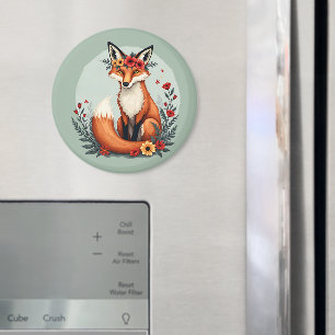 Imán Encantador Floral Fox Woodland Folk Art