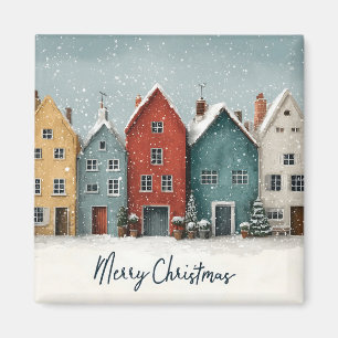 Imán Encantador pueblo nevado "Feliz Navidad"