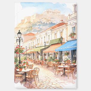 Imán Encantadora calle de Atenas Grecia Acuarela