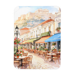 Imán Encantadora calle de Atenas Grecia Acuarela
