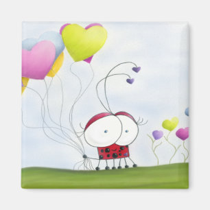 Imán Encantadora Ladybug con los globos del corazón col