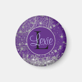 Imán Encantando Mandala con estrellas plateadas en mora