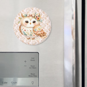 Imán Encanto de Boho Cottagecore Owl Floral Farmcore