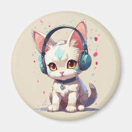 Imán Encanto de gatito con auriculares