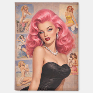 Imán Encanto Rosa Pin-Up – Belleza de Hollywood Vintage