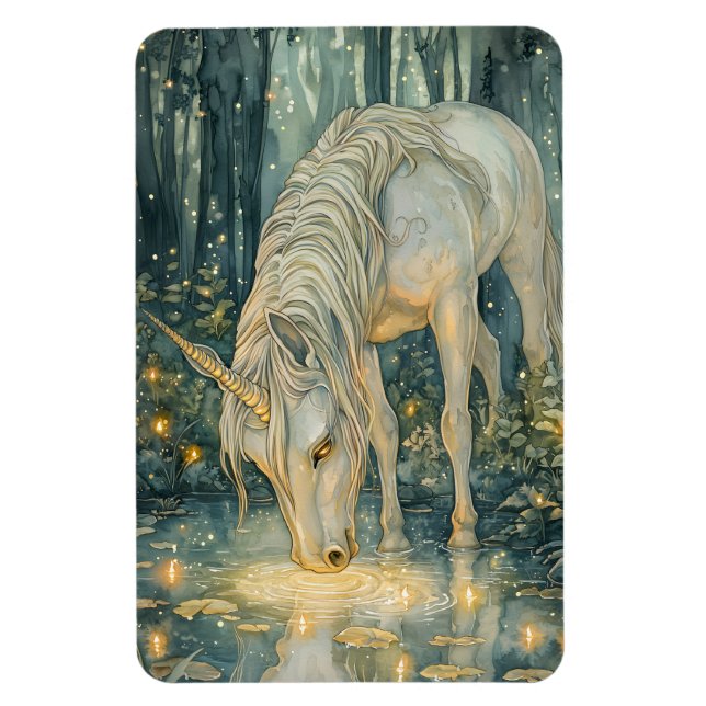 Imán Enchanted Magical Unicorn Fireflies Forest (Vertical)