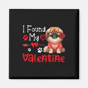 Imán Encontré a mi valentín pekinés con flor lindo él