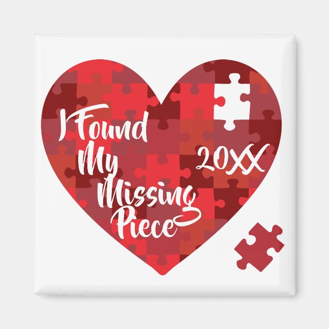 Imán Encontré Mi Pieza Faltante - Corazón De Rompecabez (Frente)