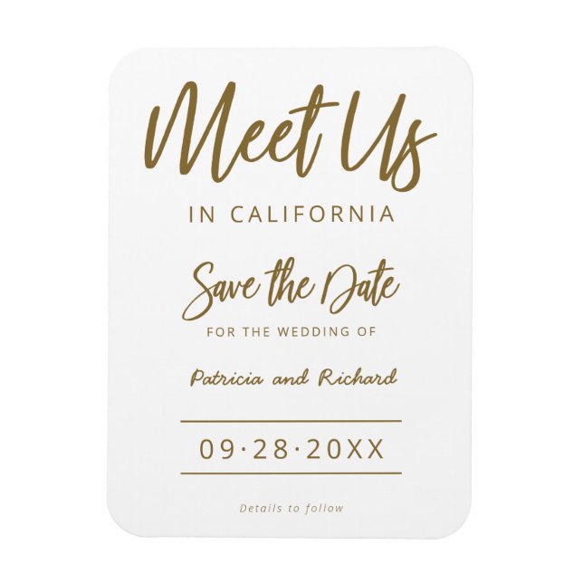Imán Encuentranos en la boda de destino Save The Date (Vertical)