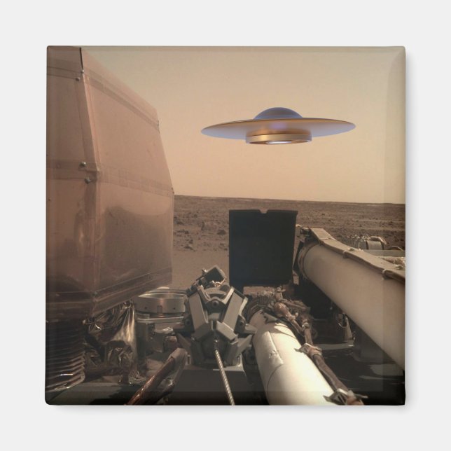 Imán Encuentro de Saucer de OVNI de Mars InSight Alien (Frente)