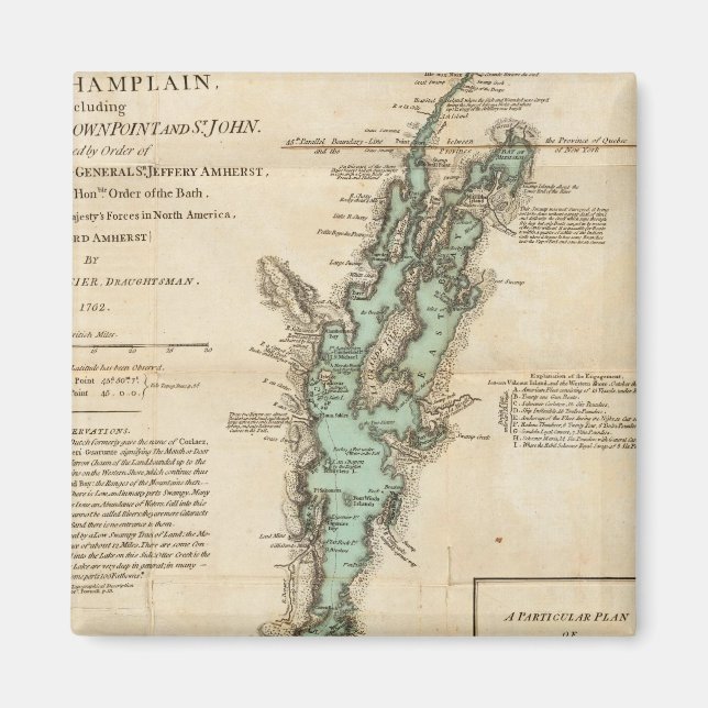 Imán Encuesta sobre el lago Champlain (Frente)