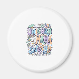 Imán Energía de Mamá Unicornio Diseño Kawaii Vector_1
