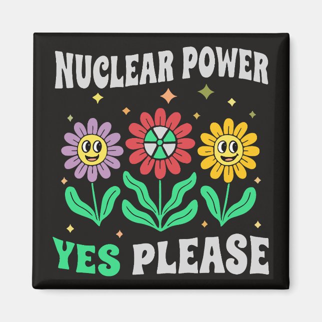 Imán Energía nuclear sí, por favor, flores sonrientes (Frente)