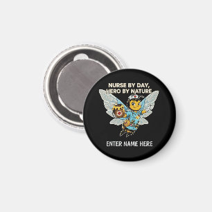 Imán Enfermera Abeja Héroe Caricatura Retro Médica Asis