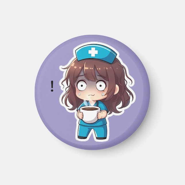 Imán Enfermera Chibi Original 2.0 - Agotamiento Total (Frente)