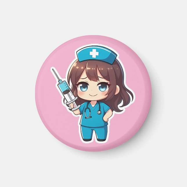 Imán Enfermera Chibi Original 2.0 - Cuidado de Precisió (Frente)