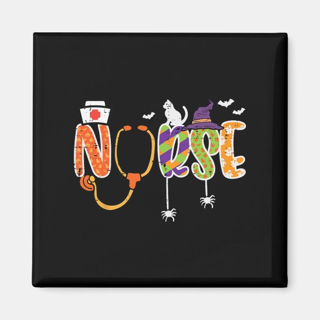Imán Enfermera de Halloween Stethoscope Cute Scrub Top  (Frente)