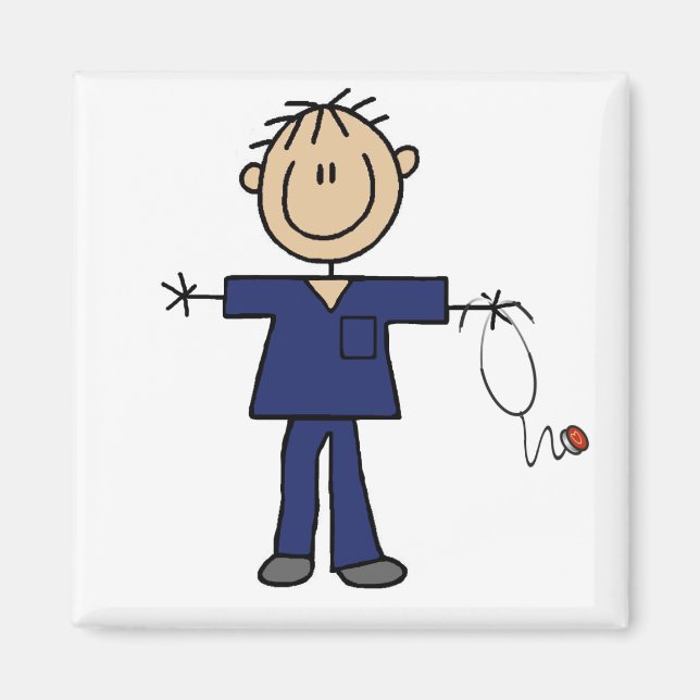 Imán Enfermera de la figura del palo masculino de piel  (Frente)