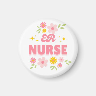 Imán Enfermera de Urgencias Floral Retro