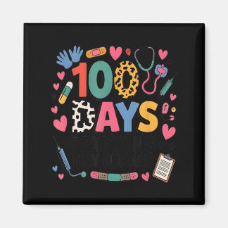 Imán Enfermera Escolar Divertida 100 Días Parcheando Pe