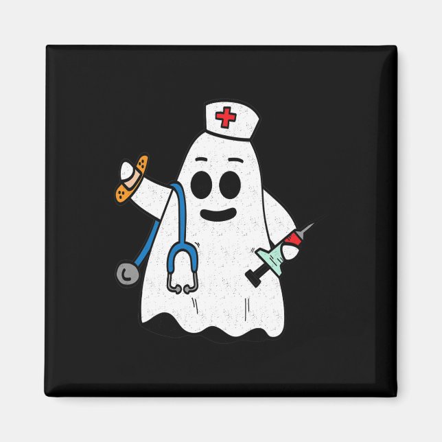 Imán Enfermera Ghost Scrub Cute Costume Halloween Para  (Frente)