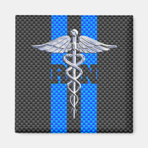 Imán Enfermera inscrita RN Caduceus estilo fibra de car