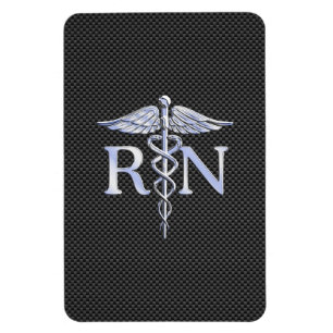 Imán Enfermera inscrita RN Caduceus Snakes Carbon