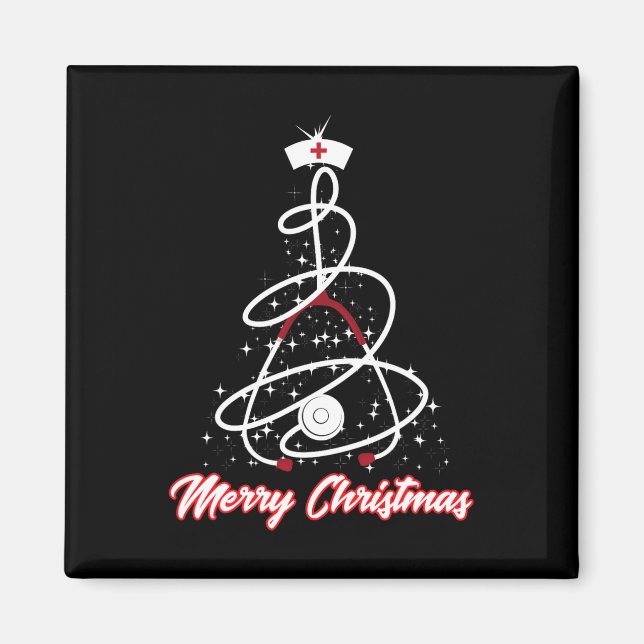 Imán Enfermera navideña camiseta Yuletide practicantes (Frente)