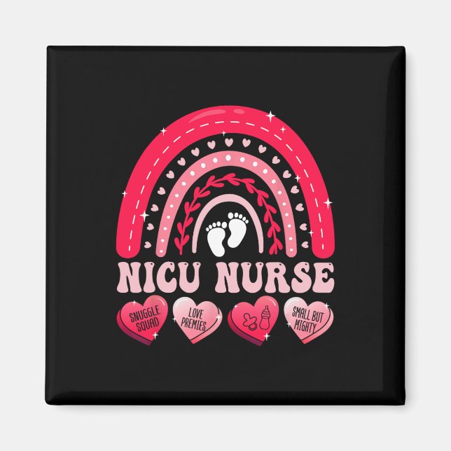 Imán Enfermera Nicu Día de San Valentín Arcoíris Neonat (Frente)