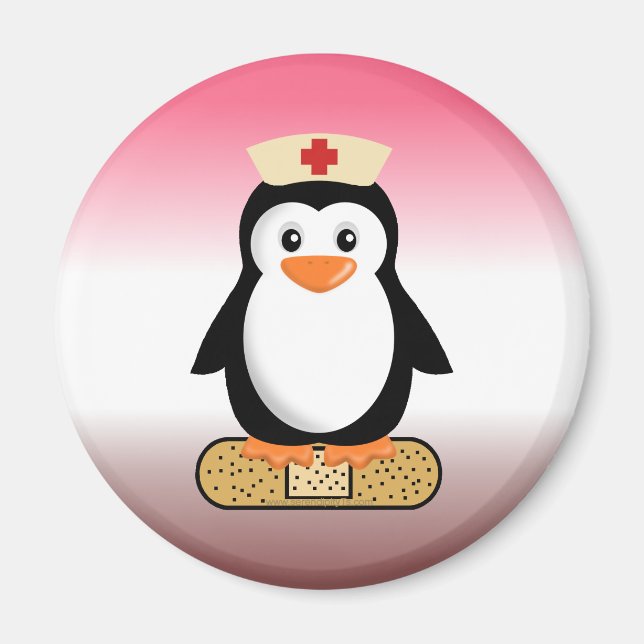Imán Enfermera Penguin (con Bandaid) (Frente)
