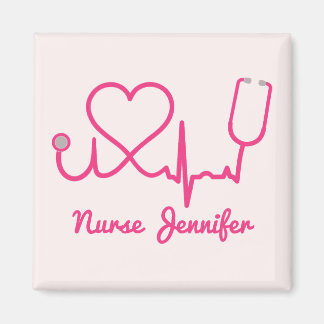 Imán Enfermera Personalizado rosa Stethoscope Línea de