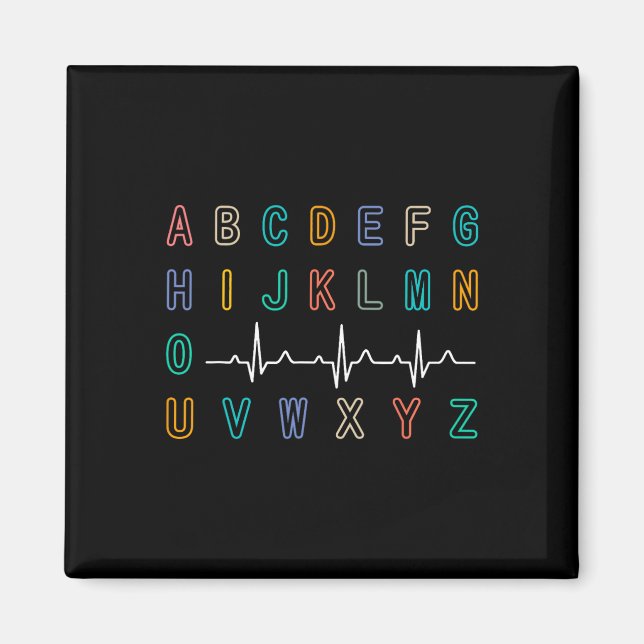 Imán Enfermera Prueba de Pqrst Abc de Ekg Strip Alphabe (Frente)