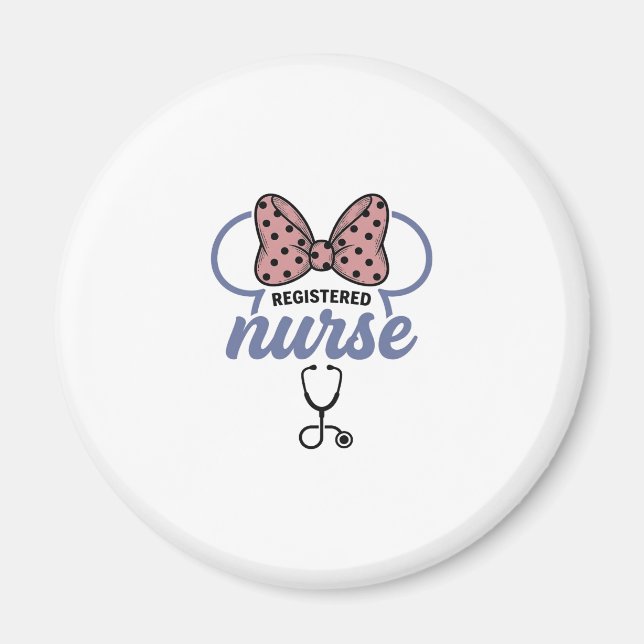 Imán Enfermera registrada Bow Stethoscope Gráfico Vinta (Frente)