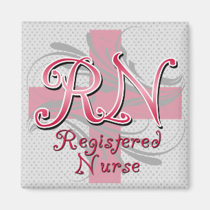 Imán Enfermera registradoa, remolinos rosados de la