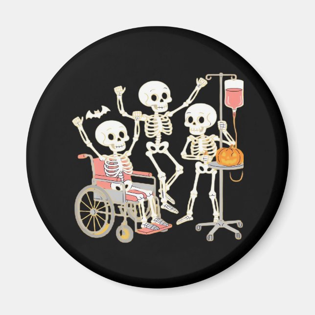 Imán Enfermera Skeleton Funny Halloween Healthcare Esse (Frente)
