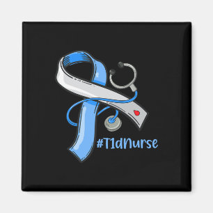 Imán Enfermera T1D Cinta azul Stethoscope Diabetes Awar