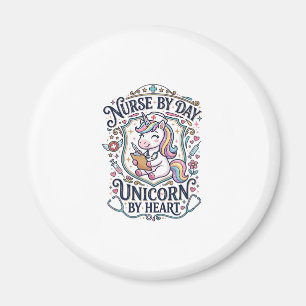 Imán Enfermera Unicornio de Día Unicornio de Corazón Fo