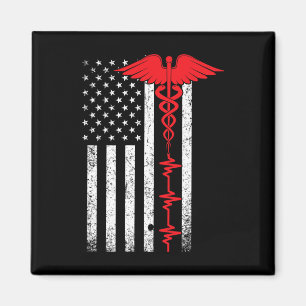 Imán Enfermero de Bandera de Estados Unidos de la Línea