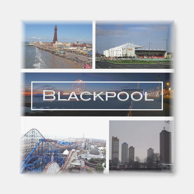 Imán ENG031 BLACKPOOL, Lancashire, Inglaterra, nevera  (Frente)