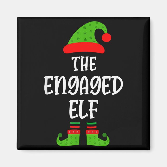 Imán Engaged Elf Family Matching Christmas Engagement  (Frente)