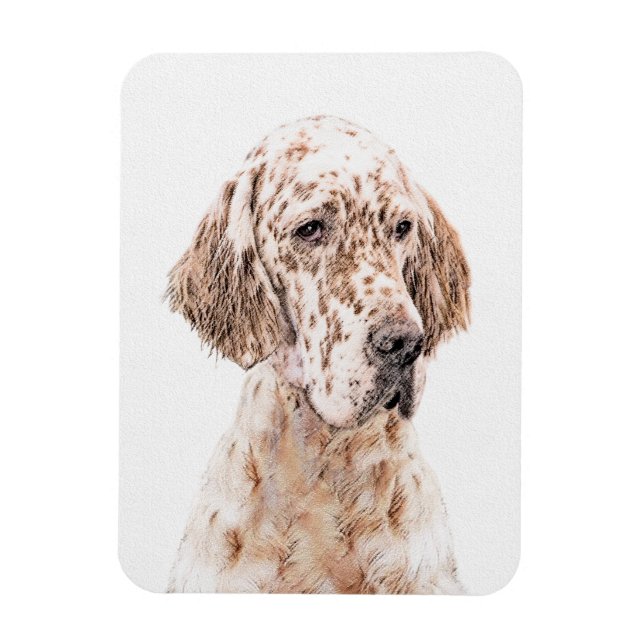Imán English Setter Orange Belton Painting Dog Art (Vertical)