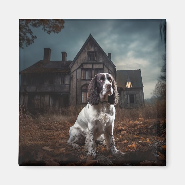Imán English Springer Spaniel Halloween Aterrador (Frente)