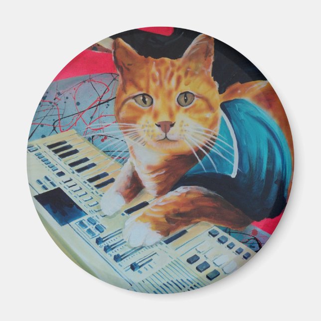 Imán Engranaje de pintura para gatos de teclado (Frente)
