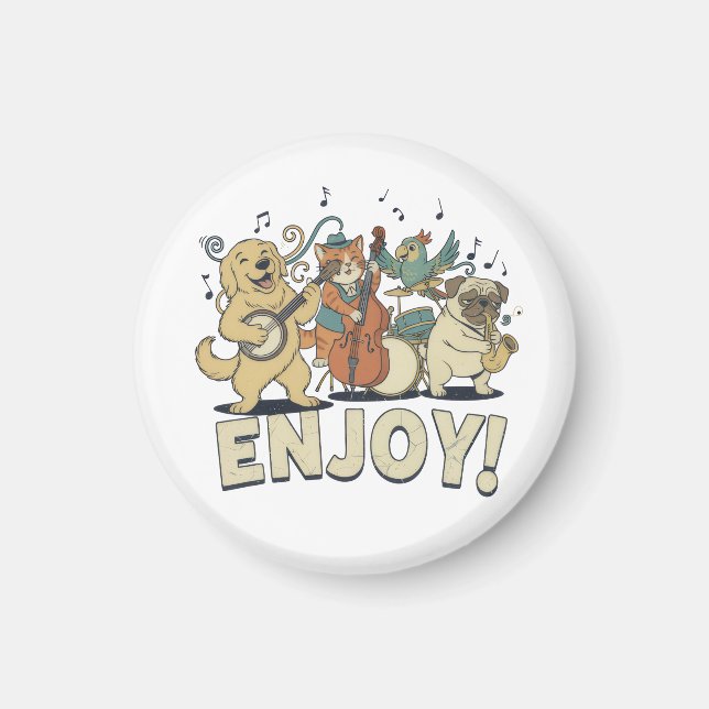 Imán “Enjoy – Cute Pets Playing Musical Instruments (Frente)