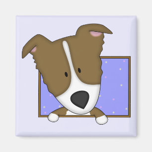 Imán enmarcado del border collie de Brown del