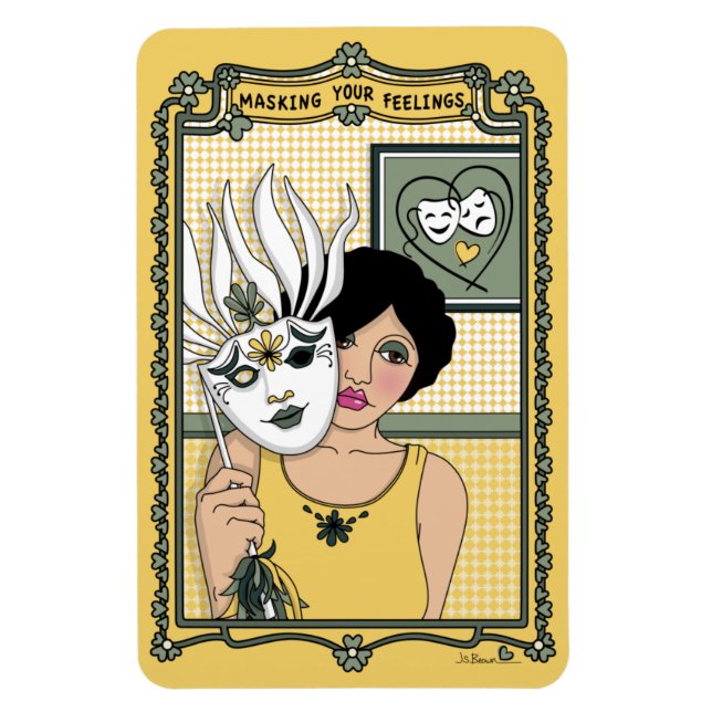 Imán Enmascarar sus sentimientos_C_4x6 refrigerador (Vertical)