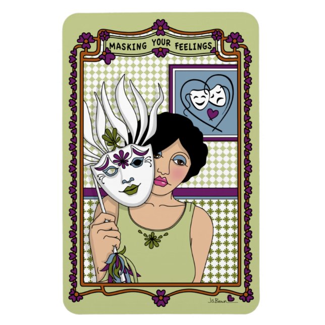Imán Enmascarar tus sentimientos_A_4x6 refrigerador (Vertical)